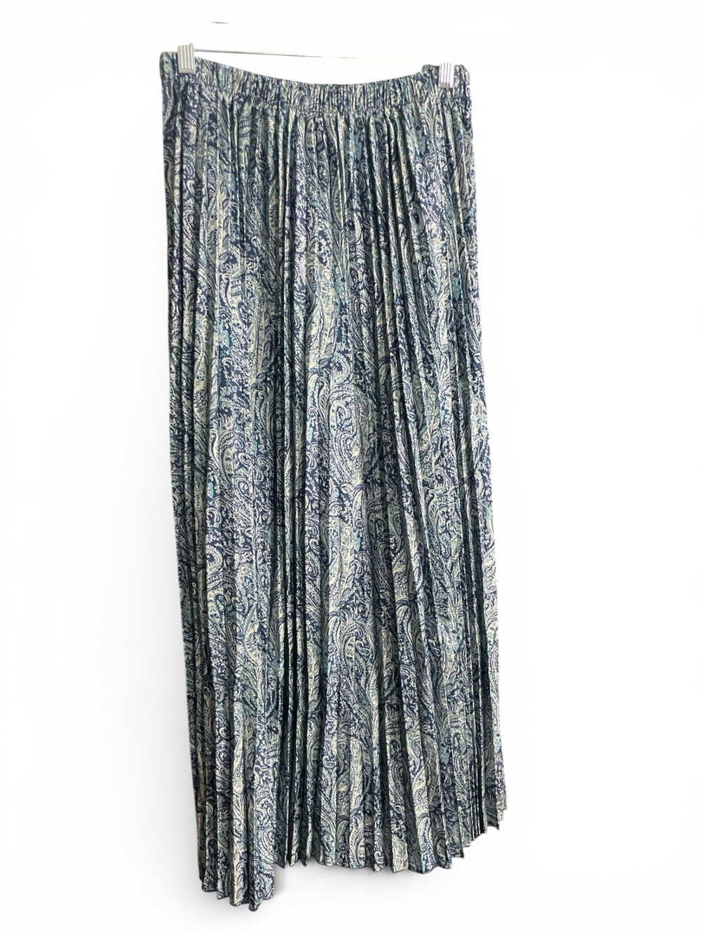 Paisley Print Long Sleeve Blouse & Maxi Skirt Set - Blue Multi elastic waist - Picture 3 of 6